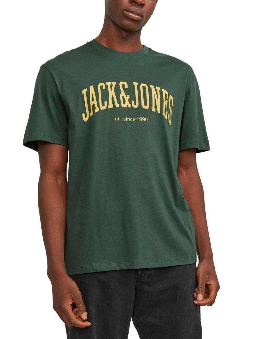 Camiseta Jack&Jones Josh verde oscuro manga corta de hombre