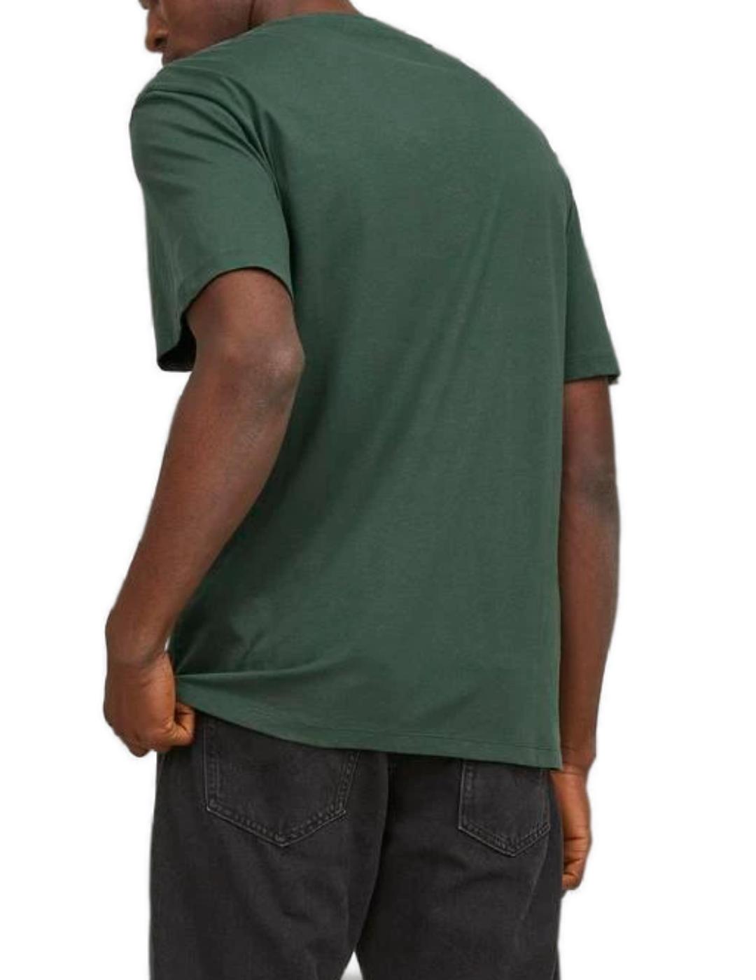 Camiseta Jack&Jones Josh verde oscuro manga corta de hombre