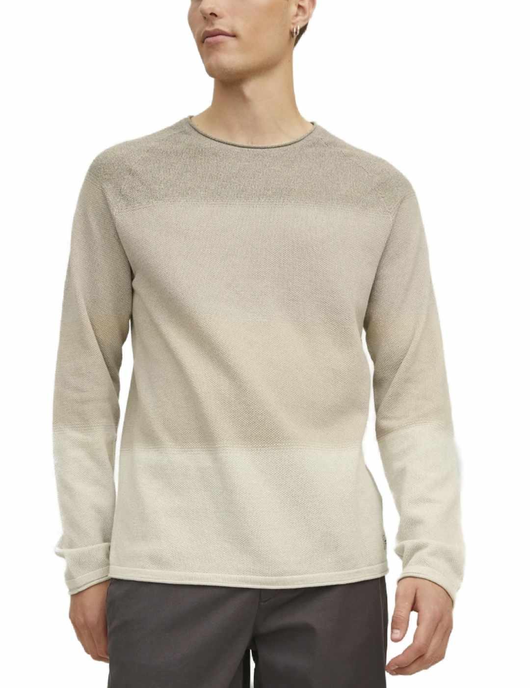 Jersey Jack&Jones Ehill beige en degradado de hombre