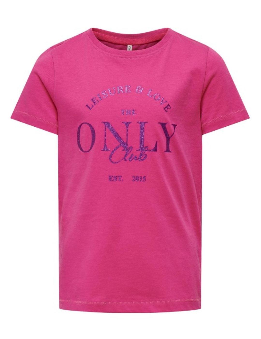 Camiseta Only Kids Wera rosa manga corta para niña