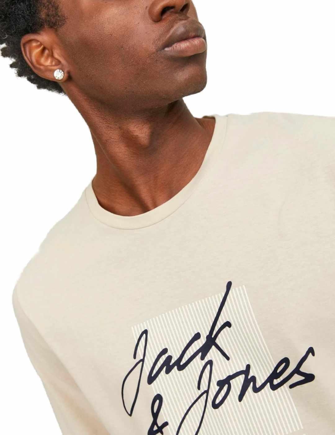 Camiseta Jack&Jones Zuri beige manga corta para hombre