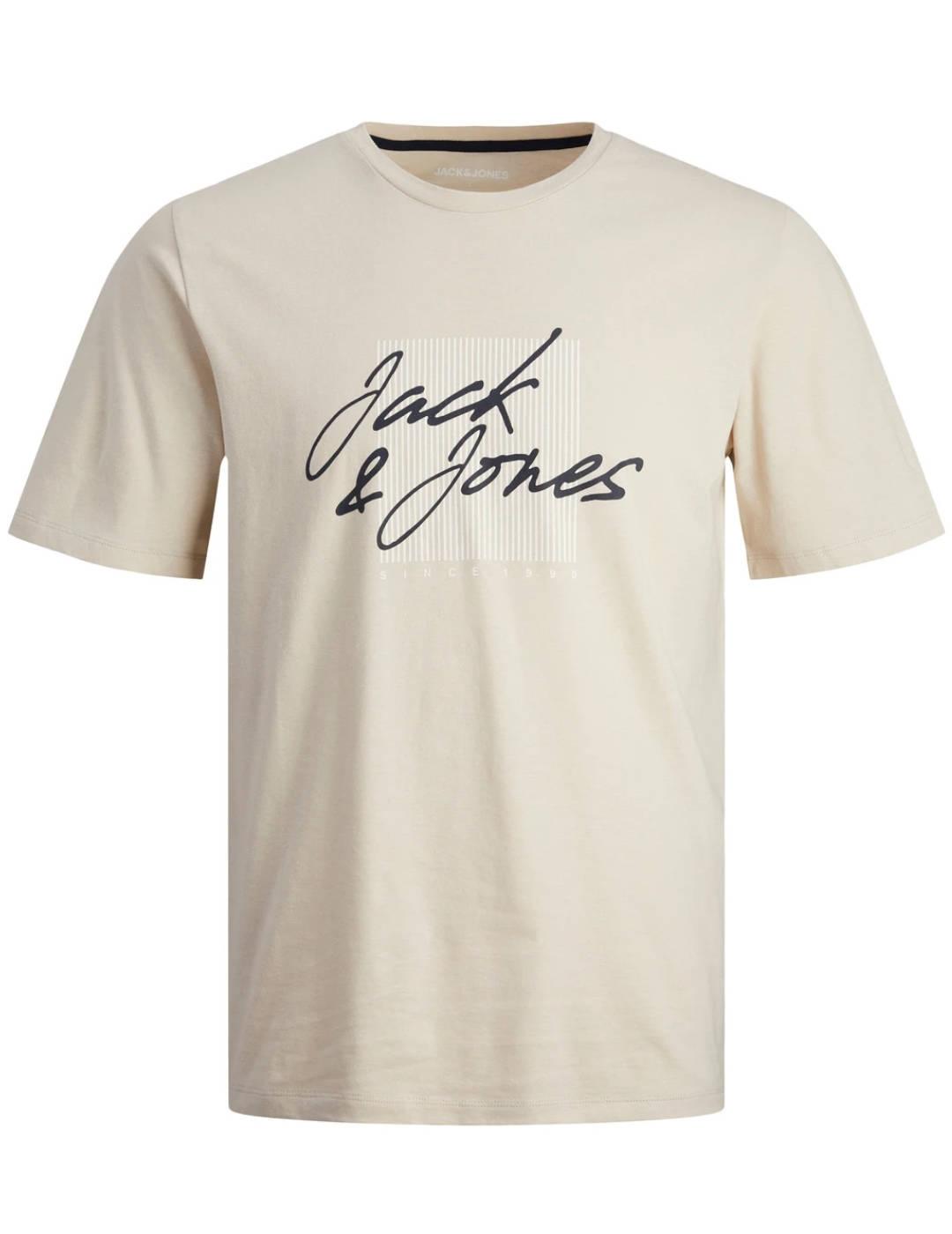 Camiseta Jack&Jones Zuri beige manga corta para hombre