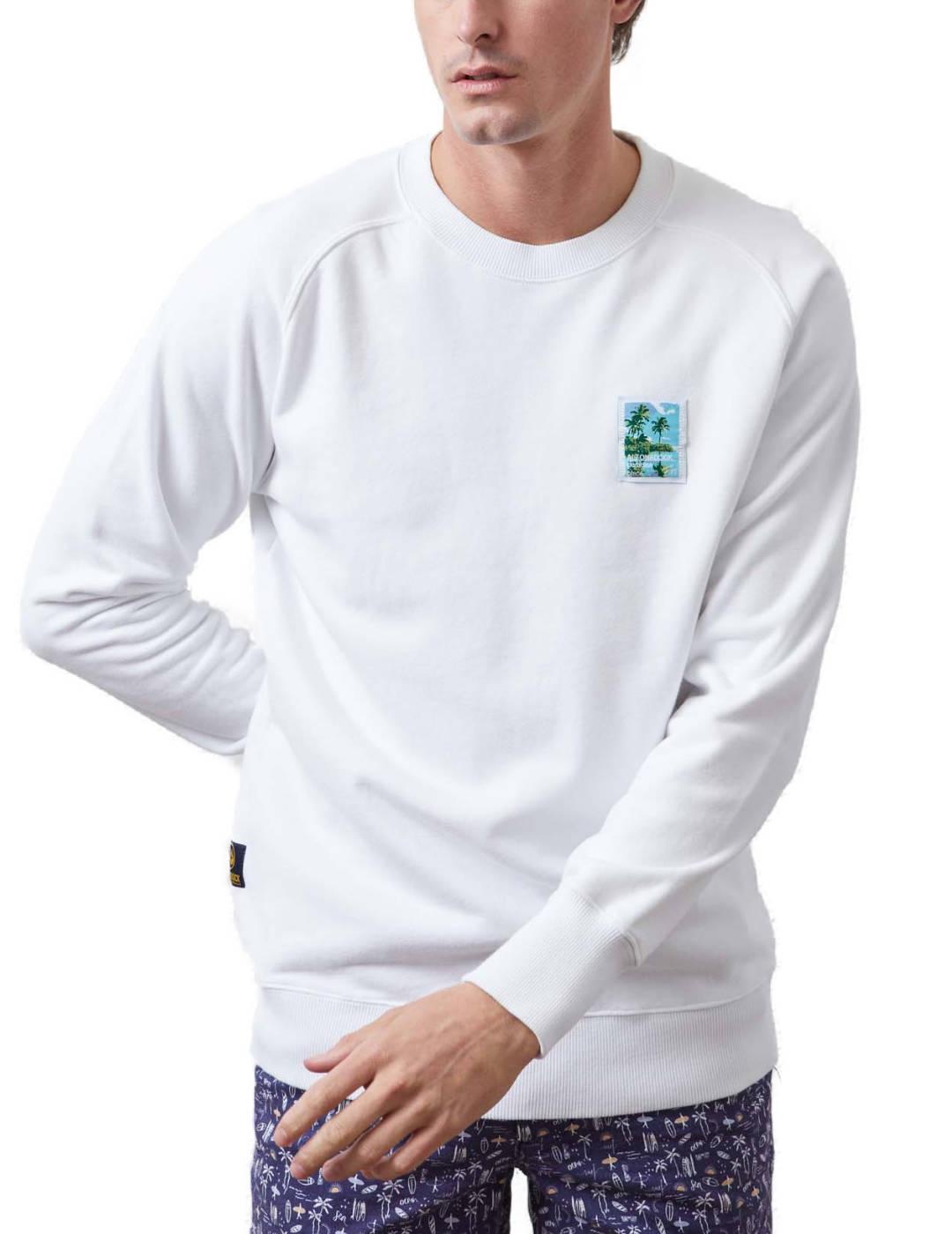 Sudadera Altonadock blanca paraiso sin capucha para hombre