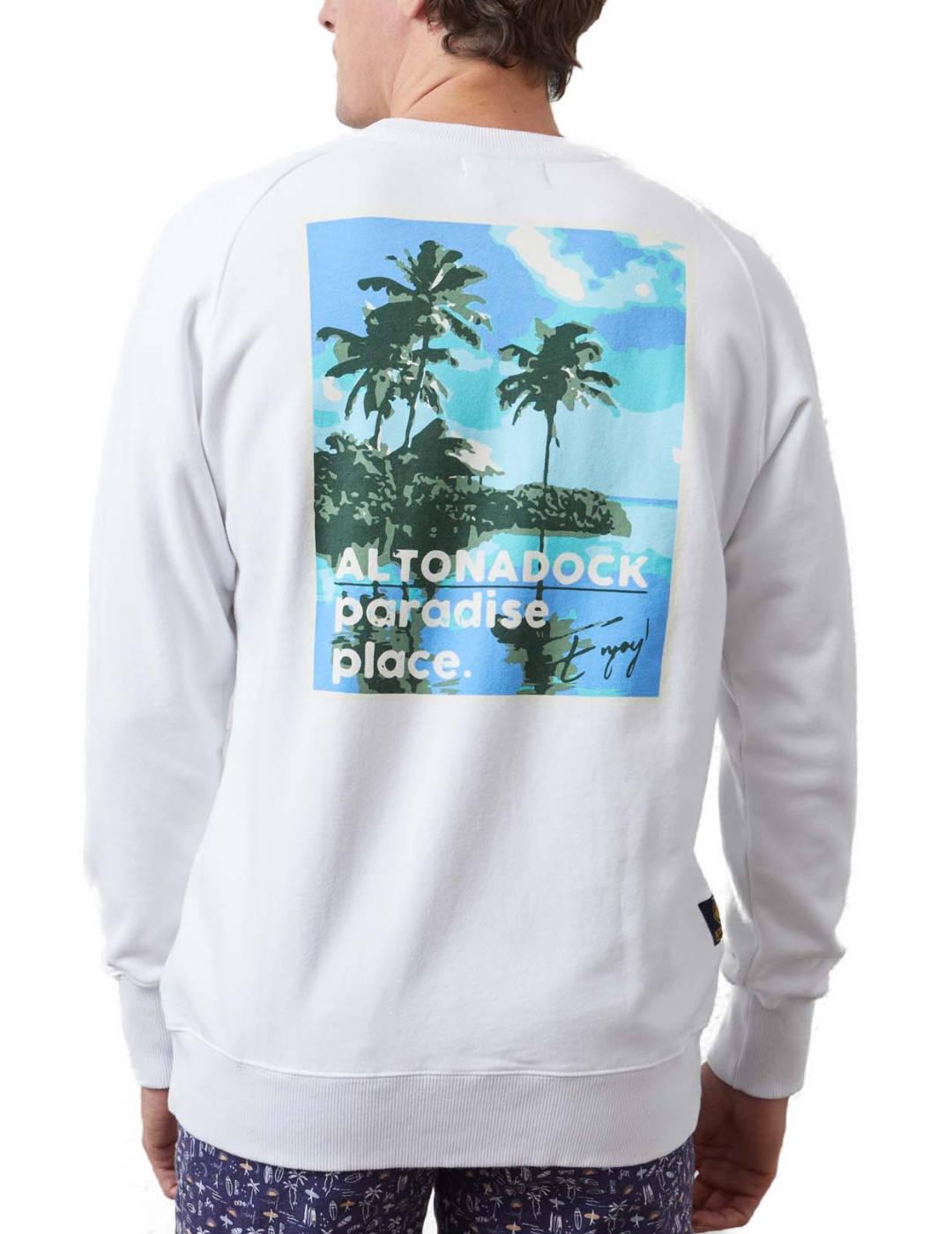 Sudadera Altonadock blanca paraiso sin capucha para hombre