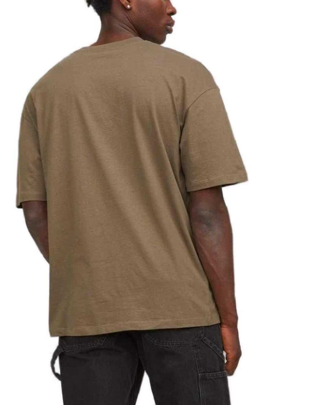 Camiseta Jack&Jones Brandley marrón manga corta para hombre