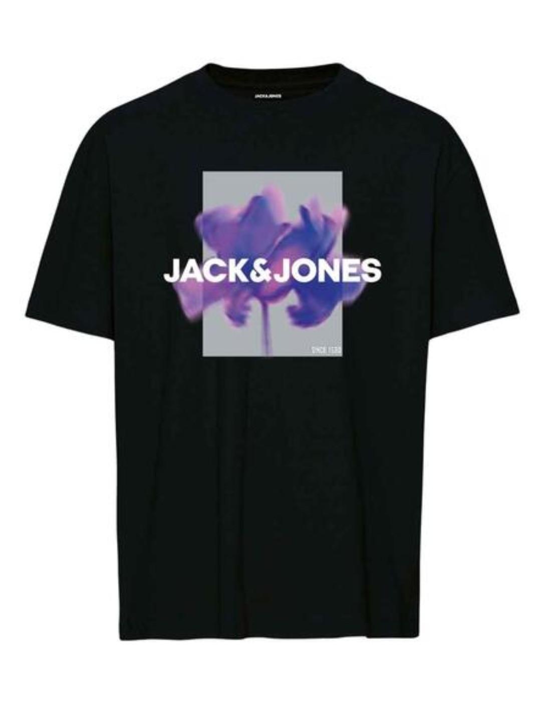 Camiseta Jack&Jones Junior Floral negro manga corta de niño