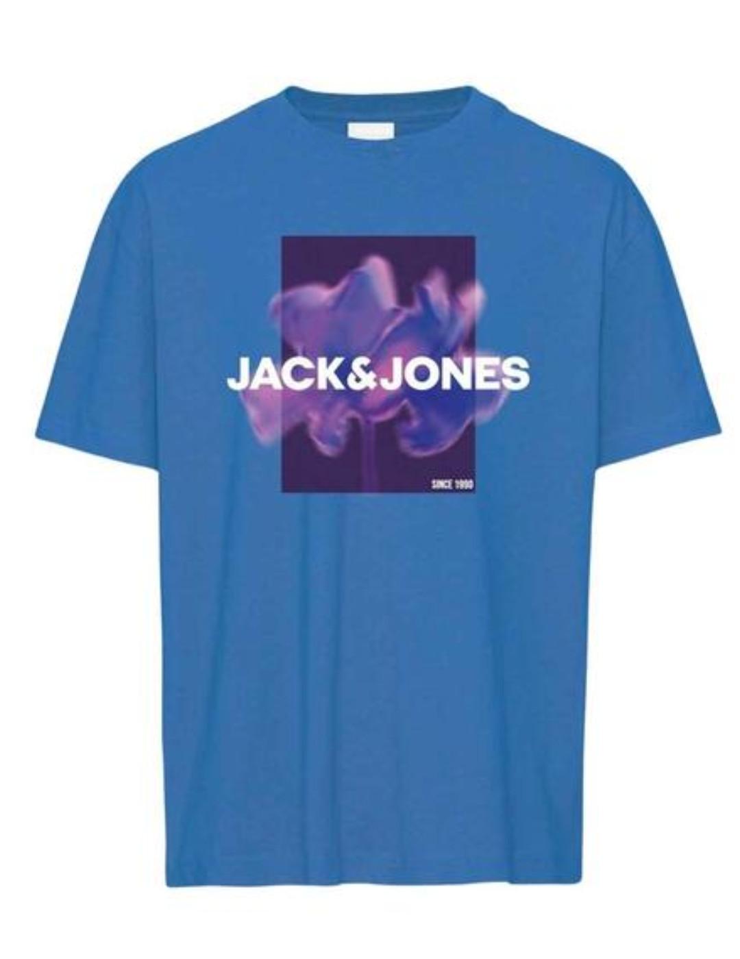 Camiseta Jack&Jones Junior Floral azulón manga corta de niño