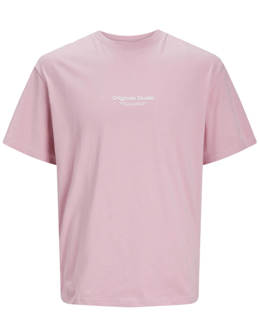 Camiseta Jack&Jones Esterbro rosa manga corta para hombre