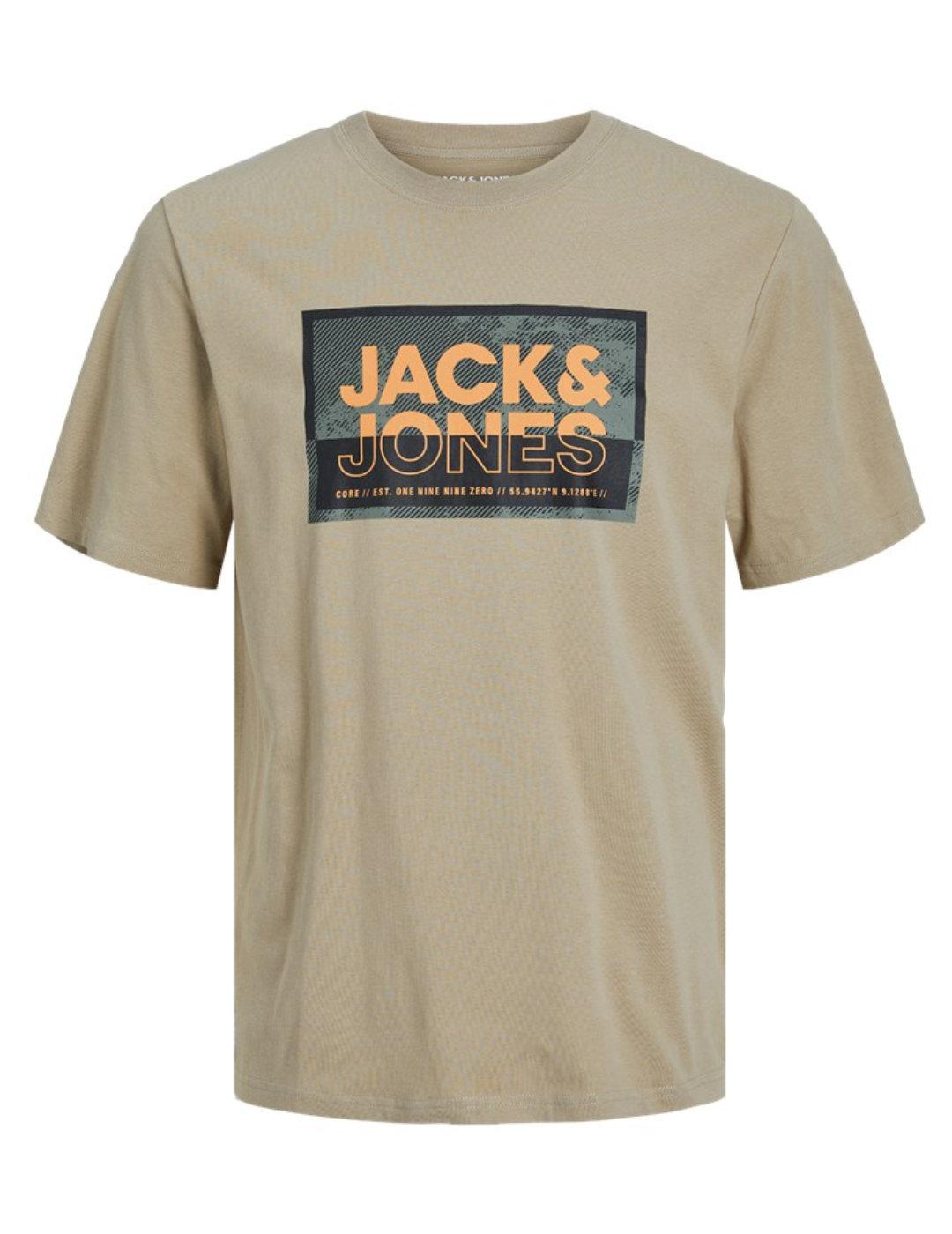 Camiseta Jack&Jones Junior Logan beige manga corta niño