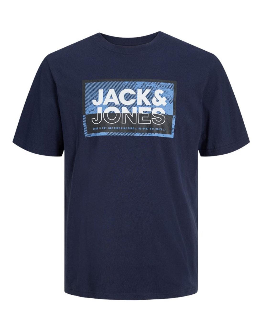 Camiseta Jack&Jones Junior Logan marino manga corta niño