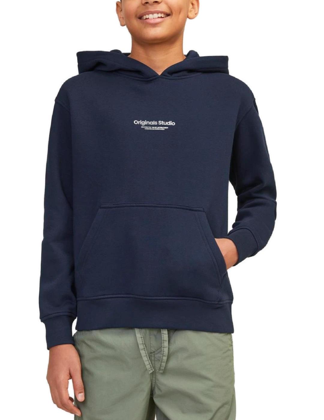 Sudadera Jack&Jones Junior Bro marino con capucha de niño