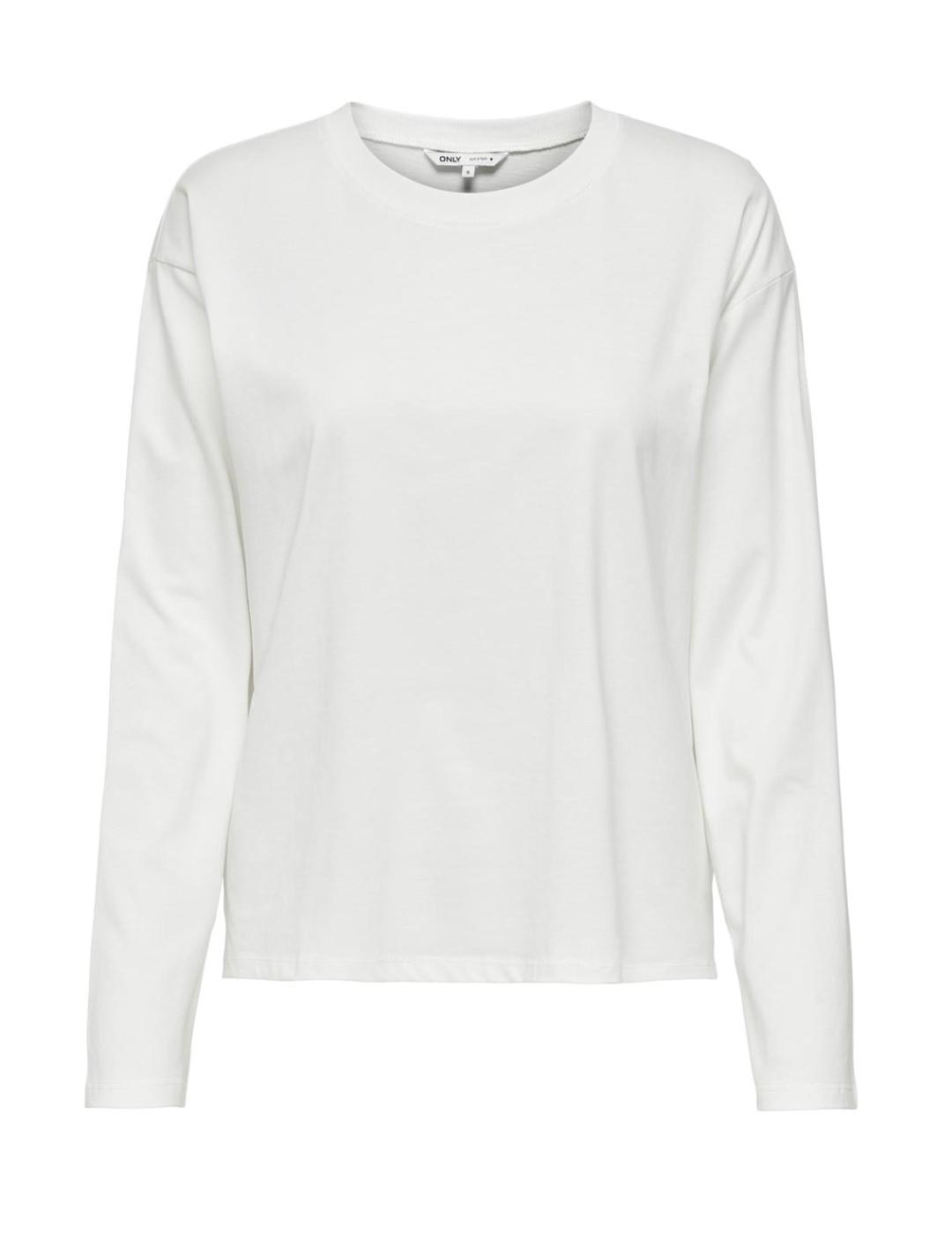 Camiseta Only Laura blanco holgada manga larga para mujer
