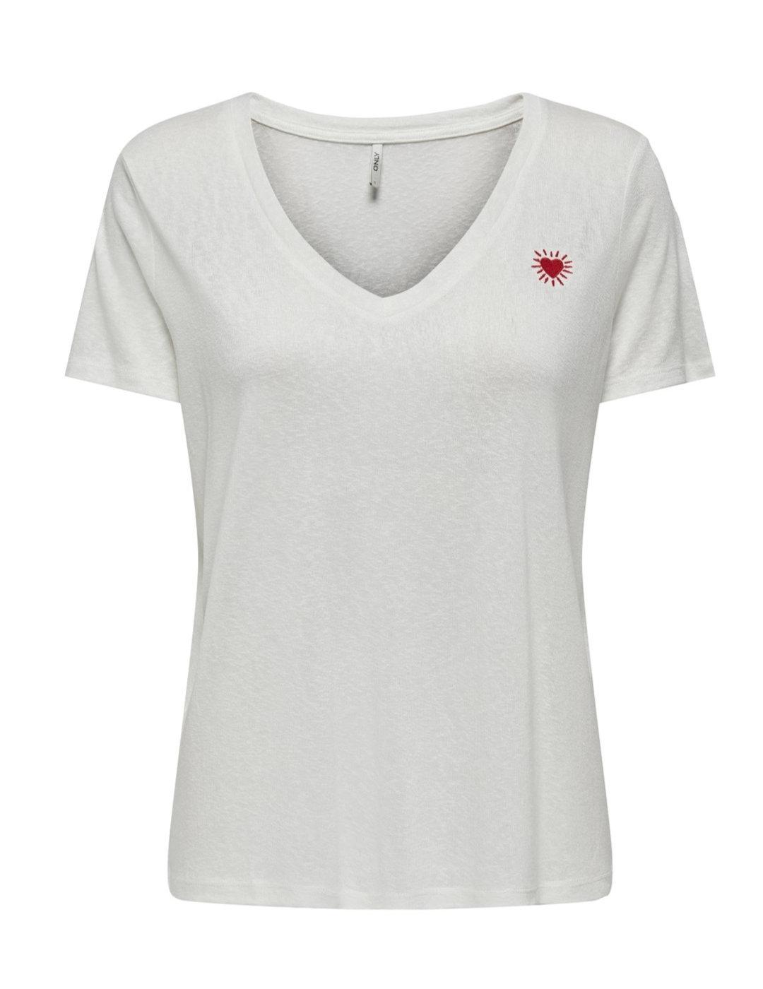 Camiseta Only Belle blanco Heart manga corta para mujer
