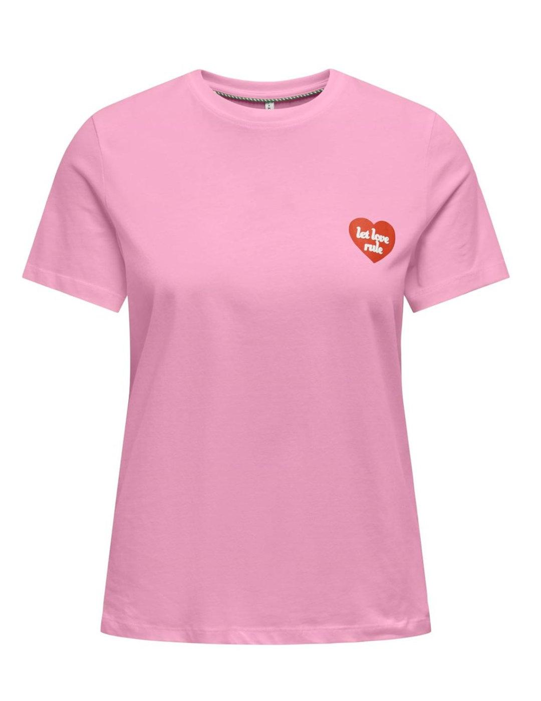 Camiseta Only Senna rosa fucsia de manga corta para mujer