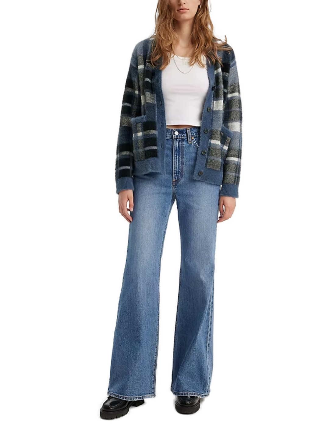 Pantalón vaquero Levi´s Ribcage bells azul acampanado mujer