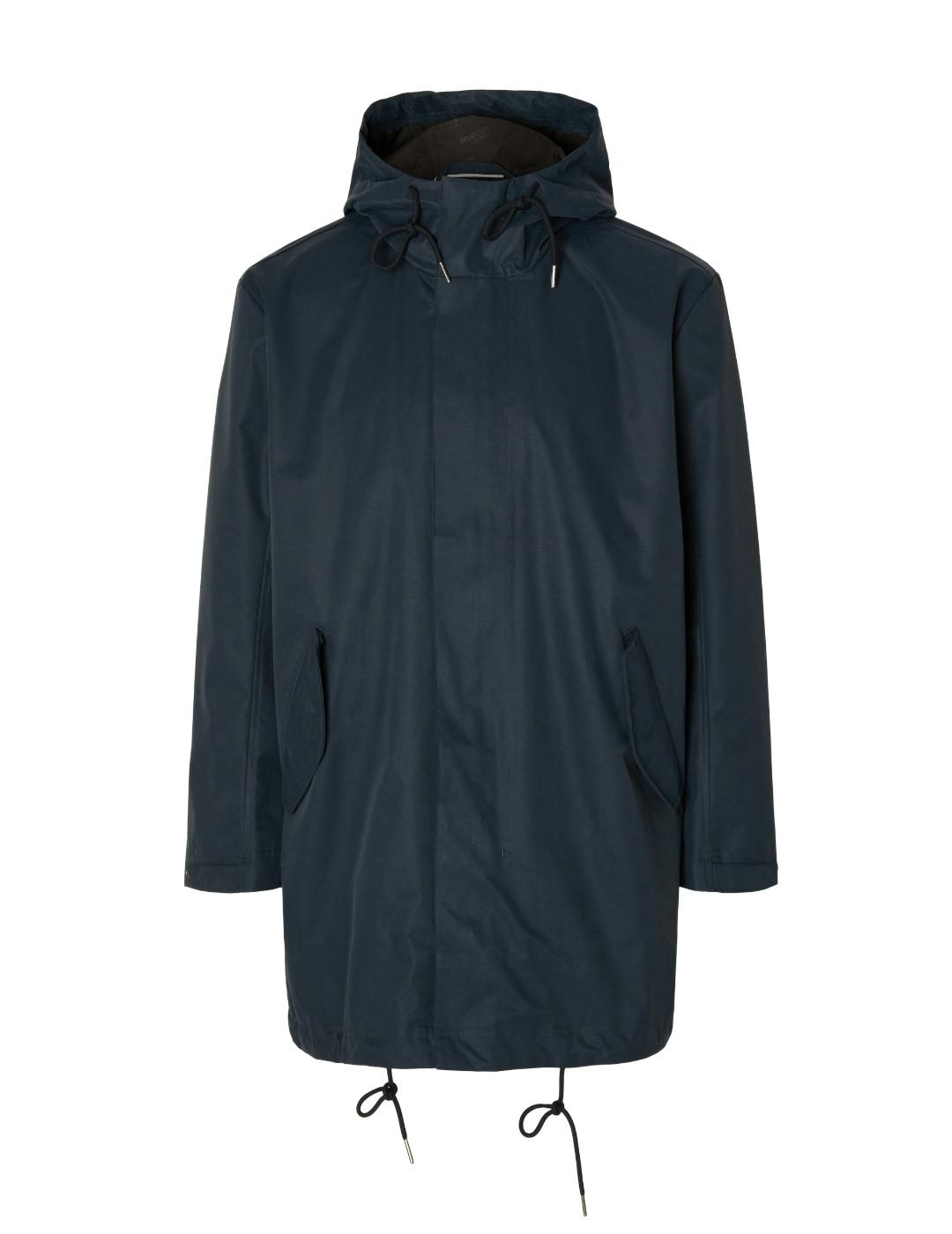 Parka Selected Tood azul marino con capucha para hombre