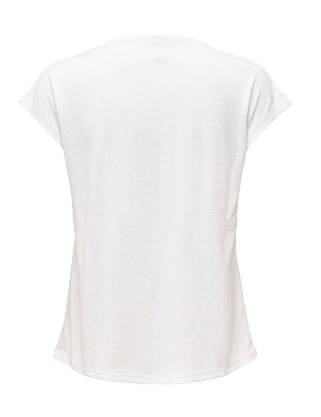 Camiseta Only Free blanca cuello pico manga corta de mujer