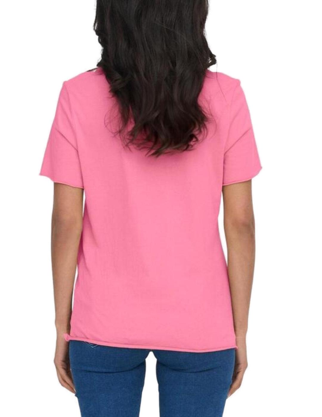 Camiseta Only Lucky rosa gepardo manga corta de mujer
