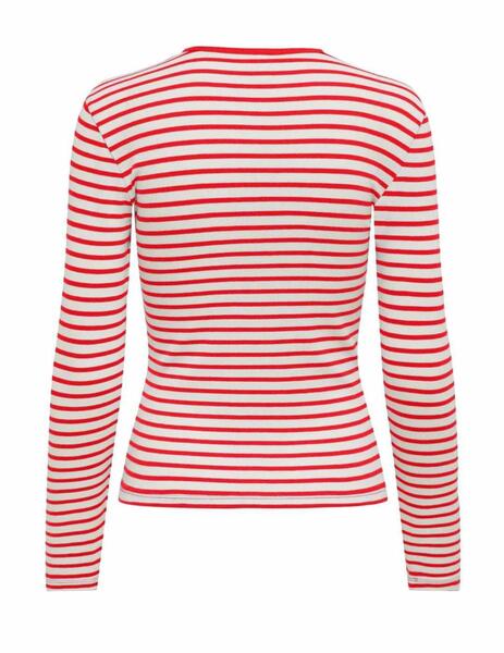 Camiseta de mujer de manga larga con rayas rojas - Qooqer