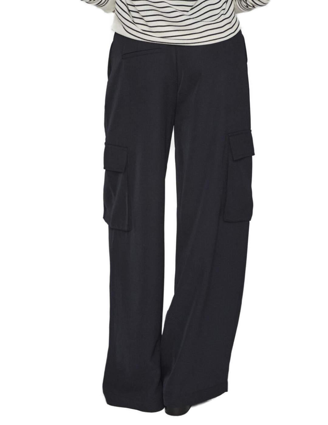 Pantalón cargo Vila Winnie negro Wide leg  para mujer