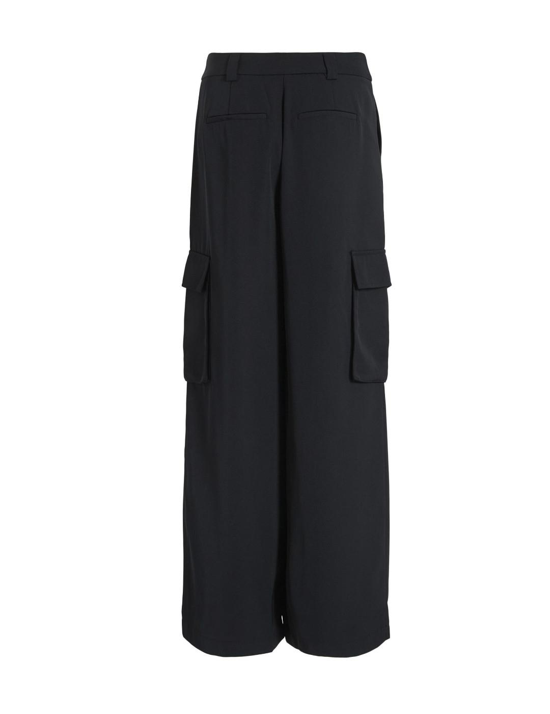 Pantalón cargo Vila Winnie negro Wide leg  para mujer