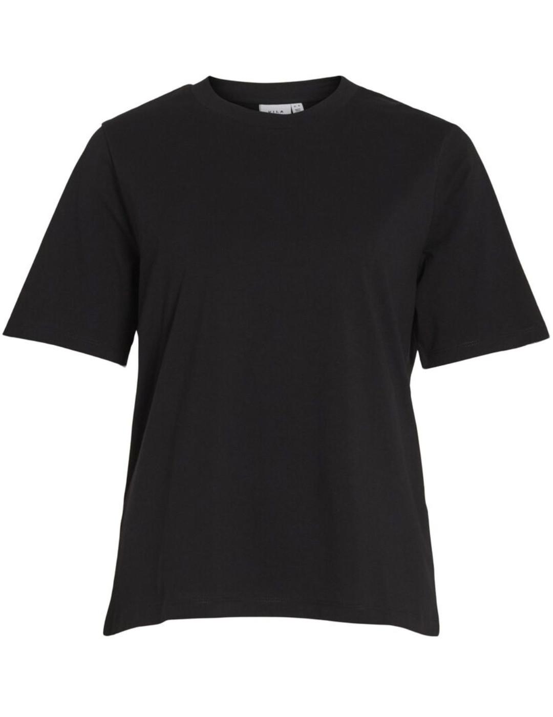 Camiseta Vila Darlene negro Regular manga corta para mujer
