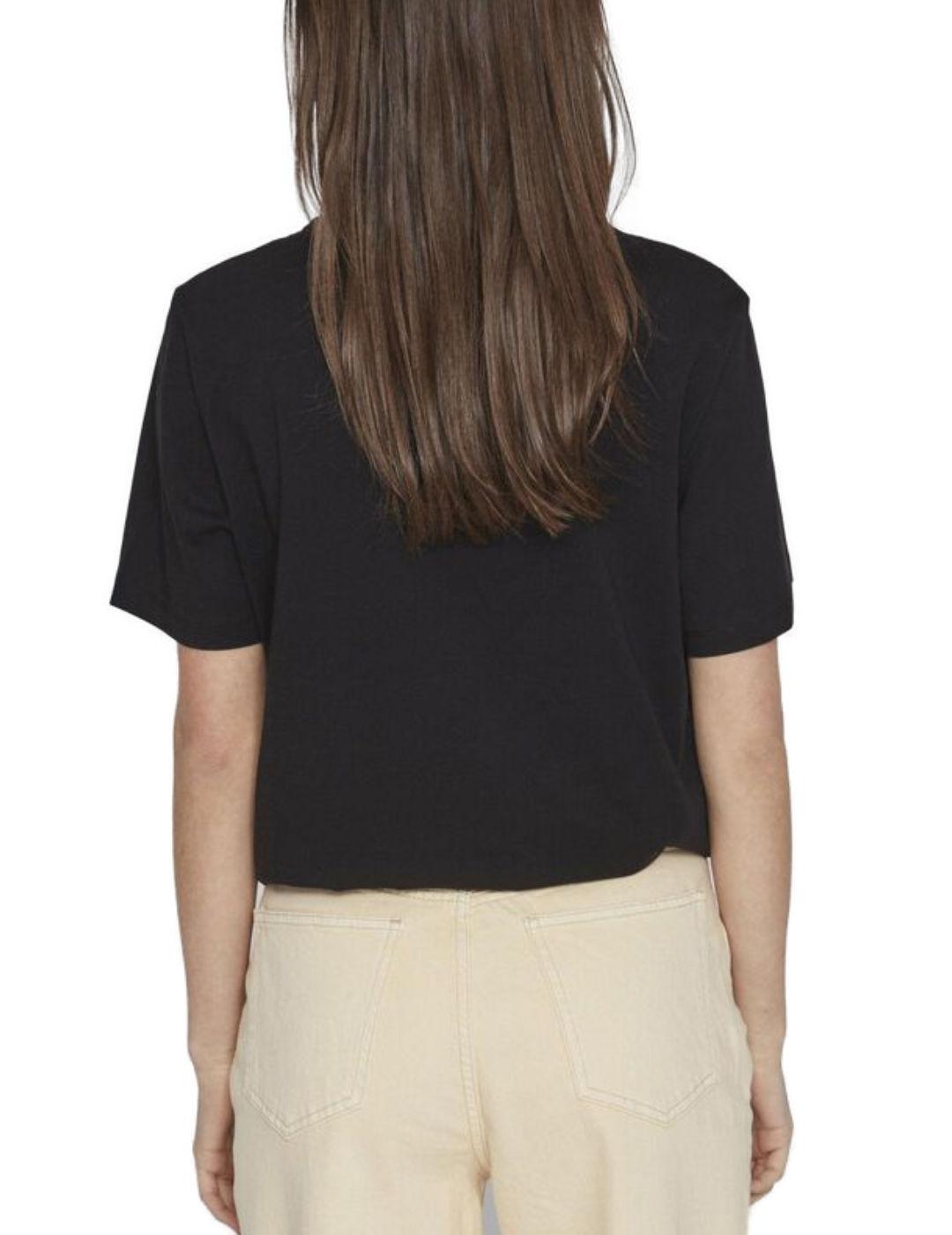 Camiseta Vila Sybil negro holgada manga corta para mujer