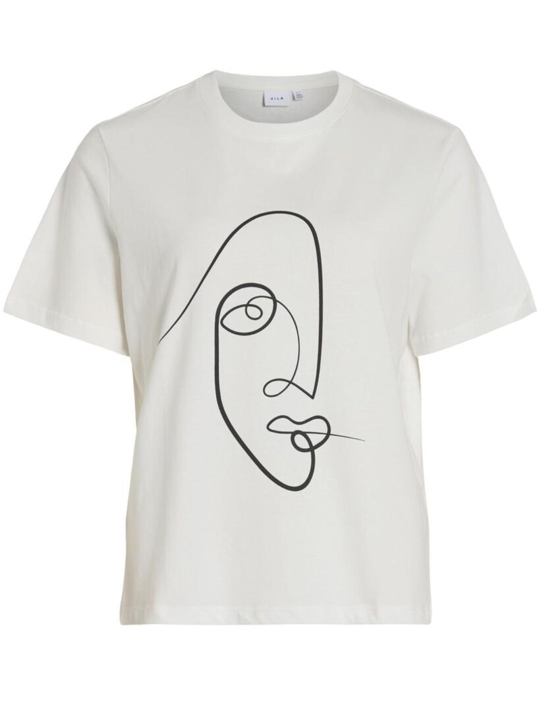 Camisetas Vila Sybil blanco holgada manga corta para mujer
