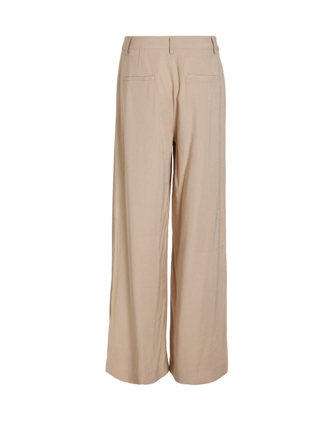 Pantalón Vila Winnie beige de vestir wide para mujer