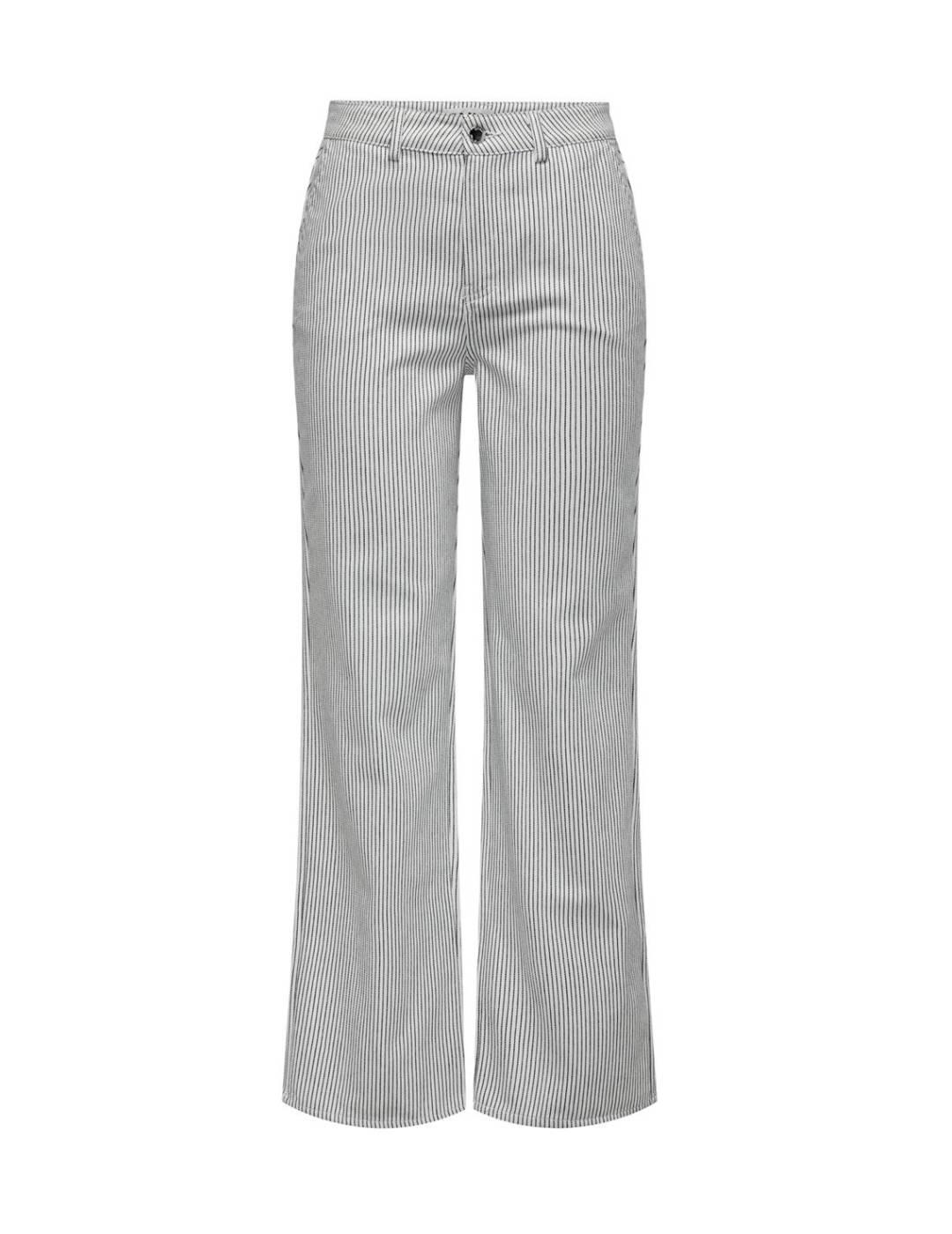 Pantalón Only Merle straight blanco con rayas marino mujer