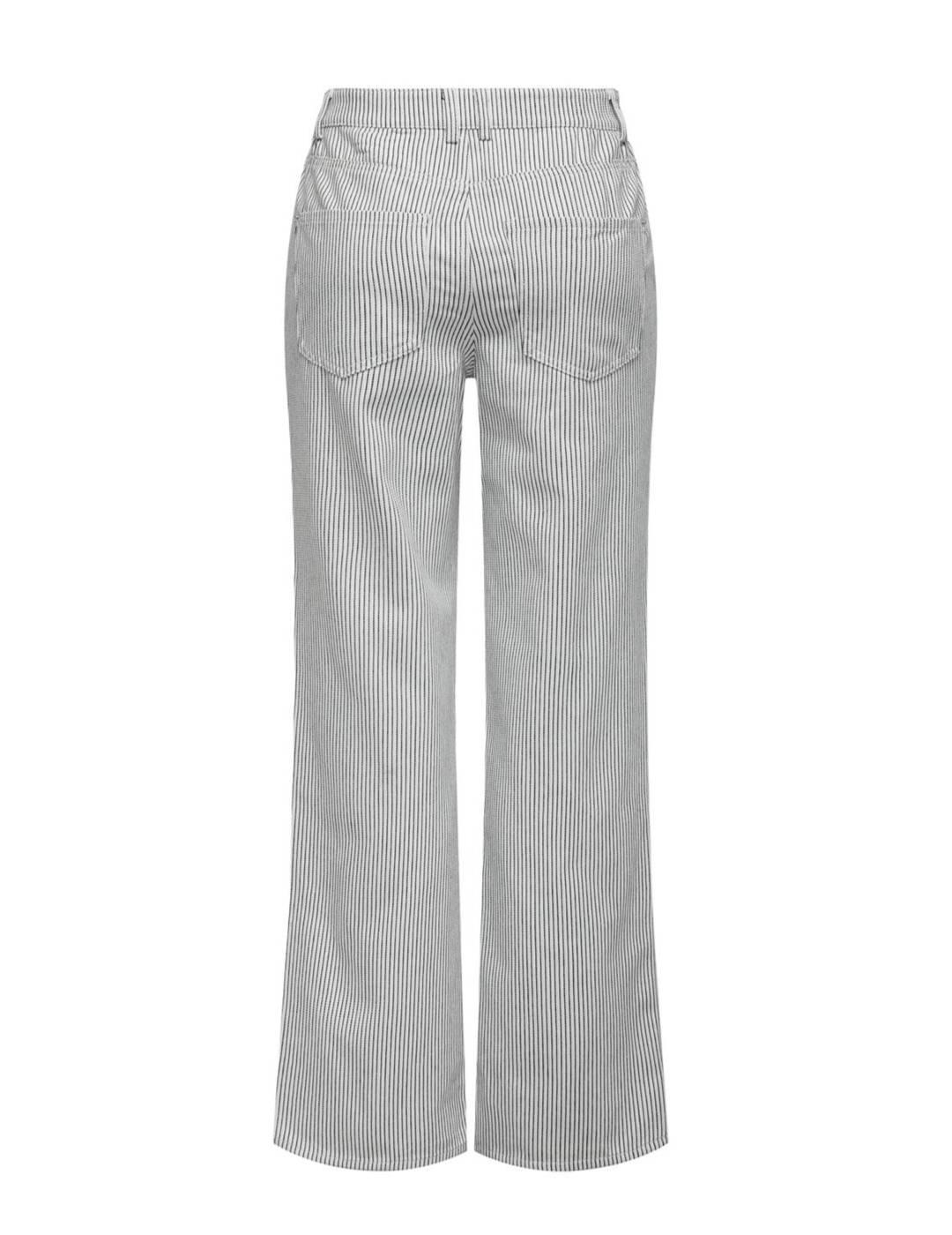 Pantalón Only Merle straight blanco con rayas marino mujer