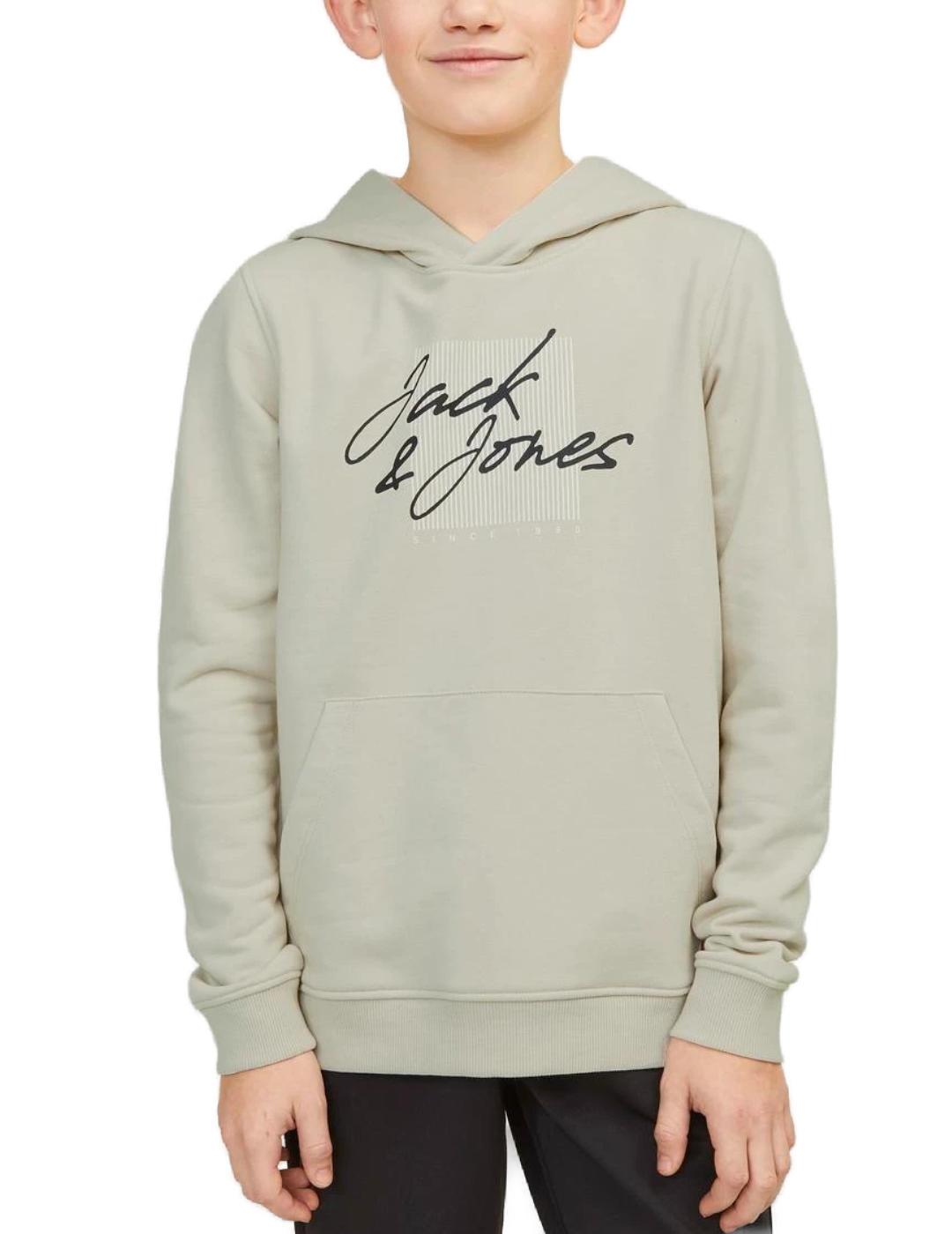 Sudadera Jack&Jones Zuri beige con capucha para hombre