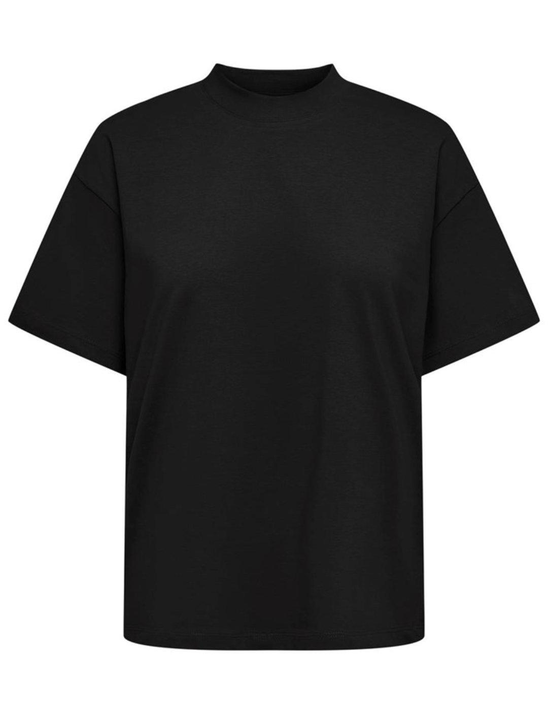 Camiseta Only Laura negro holgada manga corta para mujer