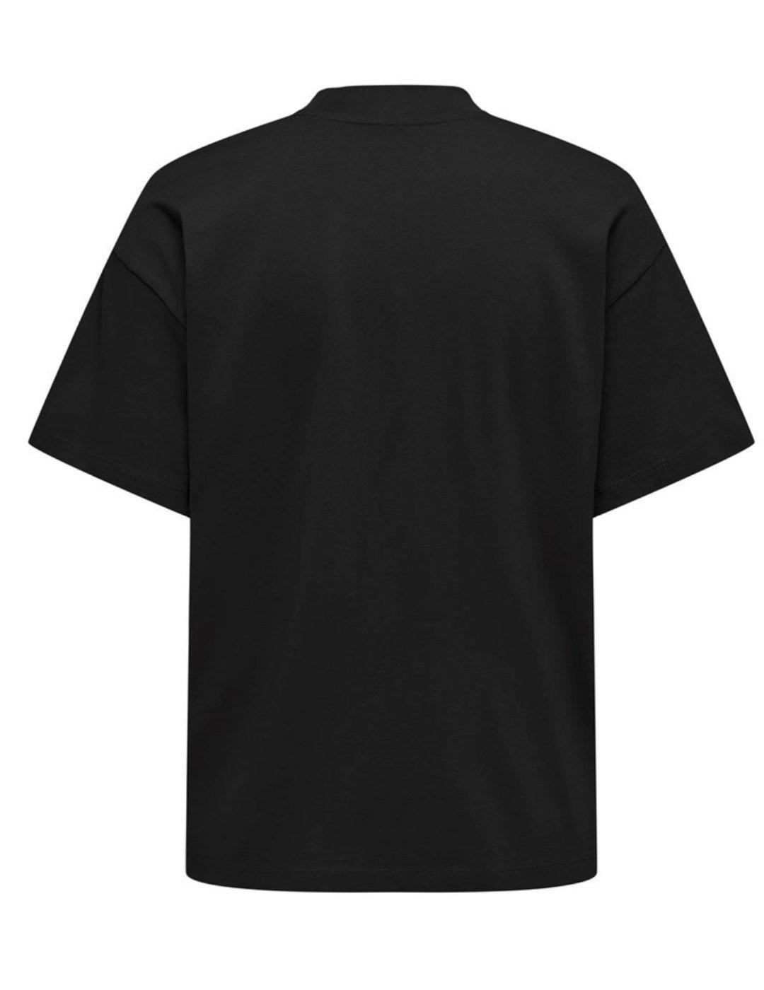 Camiseta Only Laura negro holgada manga corta para mujer
