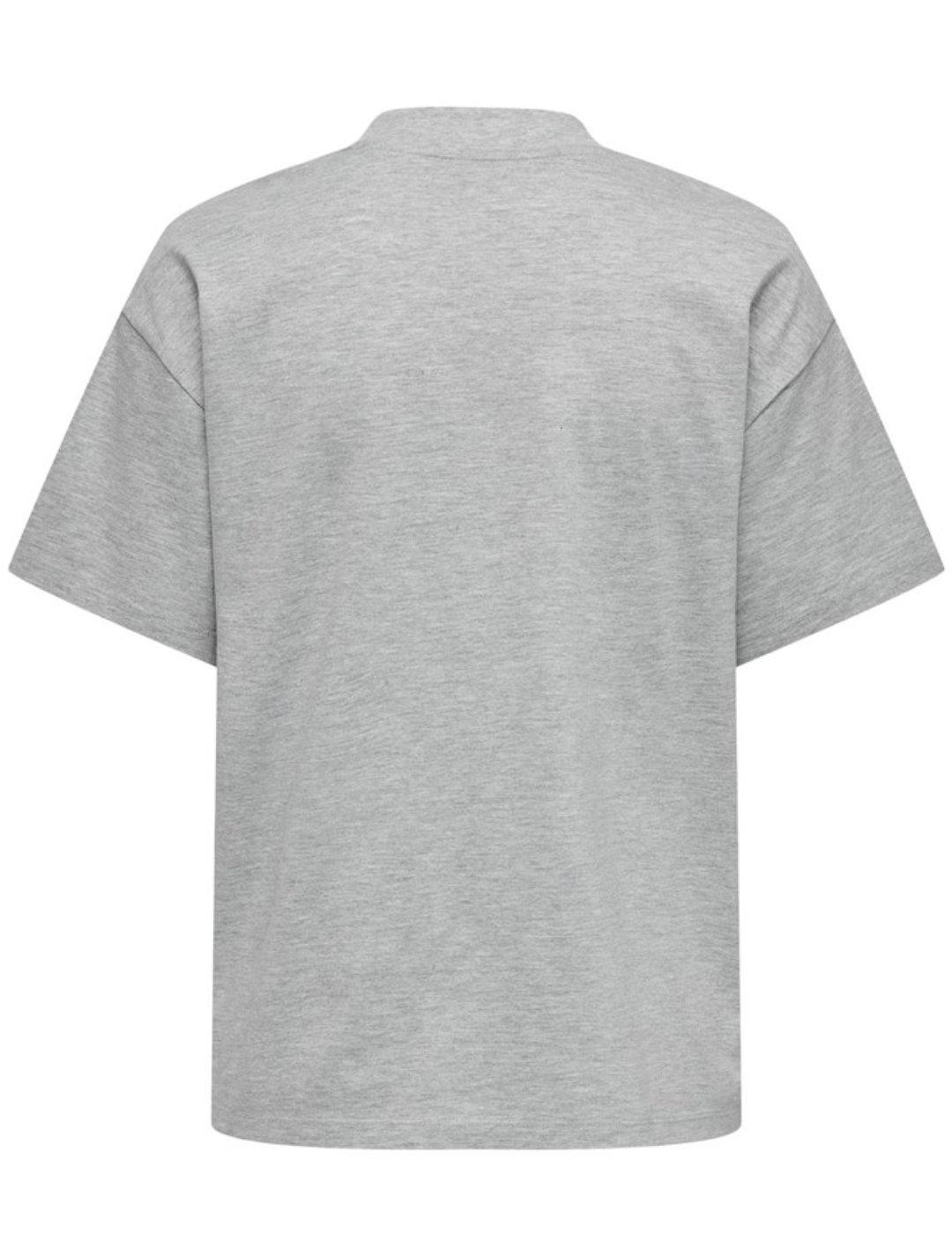 Camiseta Only Laura gris holgada manga corta de mujer