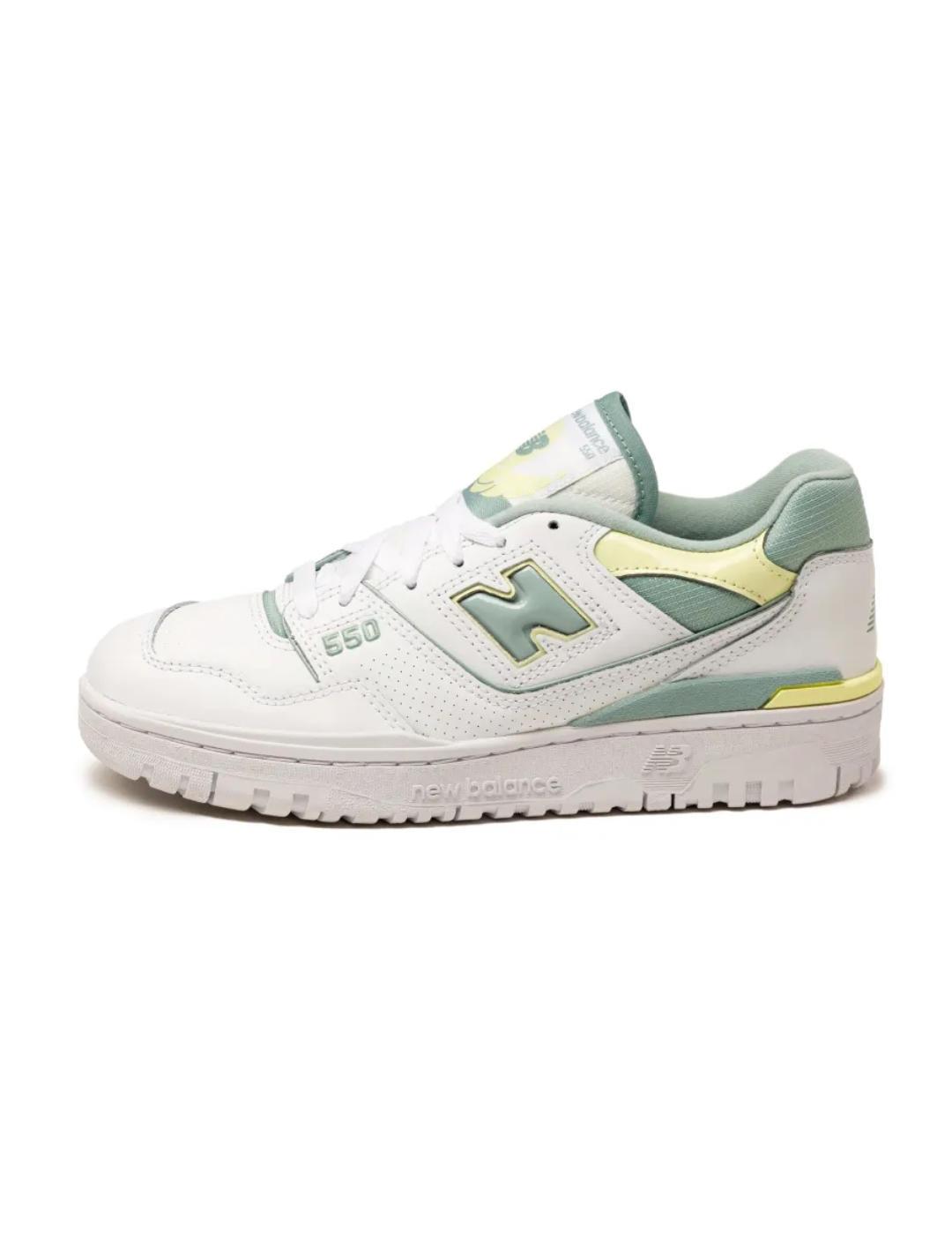 Zapatillas New Balance 550 blanca y verde mujer-NE