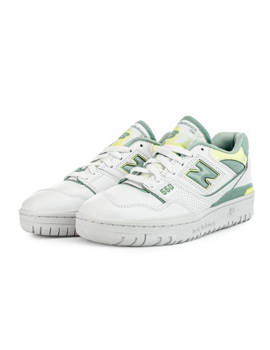 Zapatillas New Balance 550 blanca y verde mujer-NE