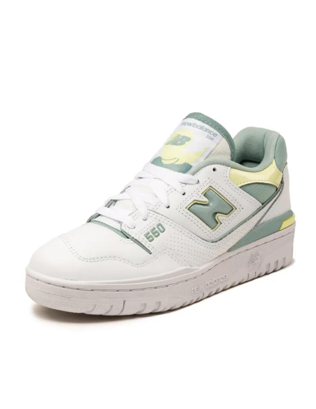 Zapatillas New Balance 550 blanca y verde mujer-NE