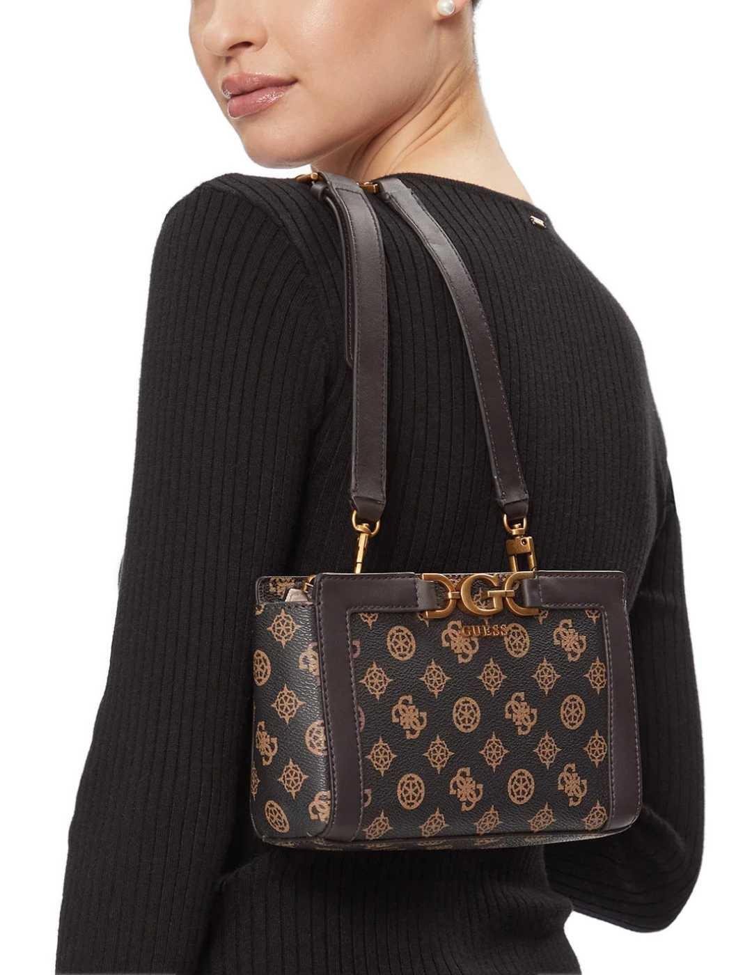 Bolso Guess Dagan mini marrón logo ajustable para mujer