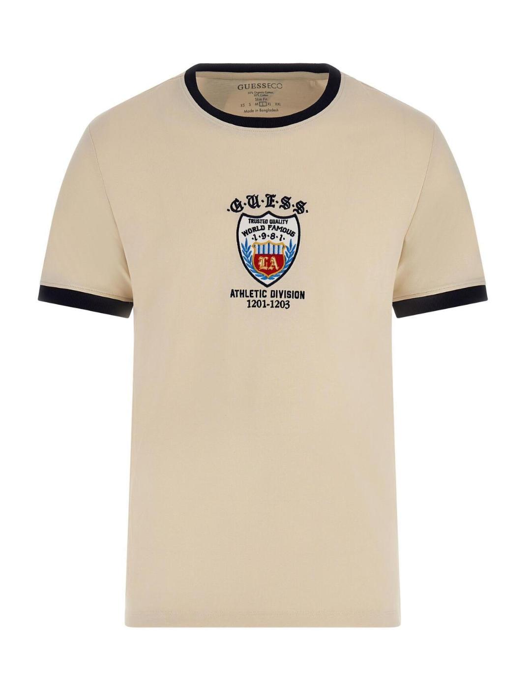 Camiseta Guess Chest beige manga corta para hombre