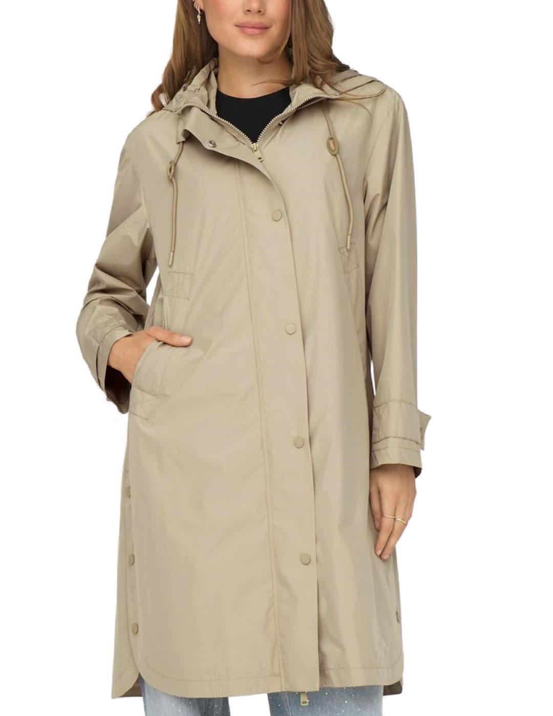 Parka Only Laugusta beige tipo gabardina con capucha mujer