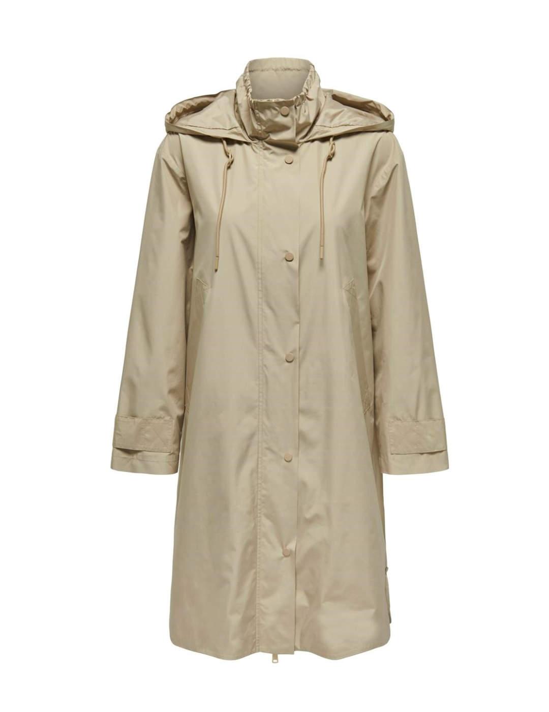 Parka Only Laugusta beige tipo gabardina con capucha mujer