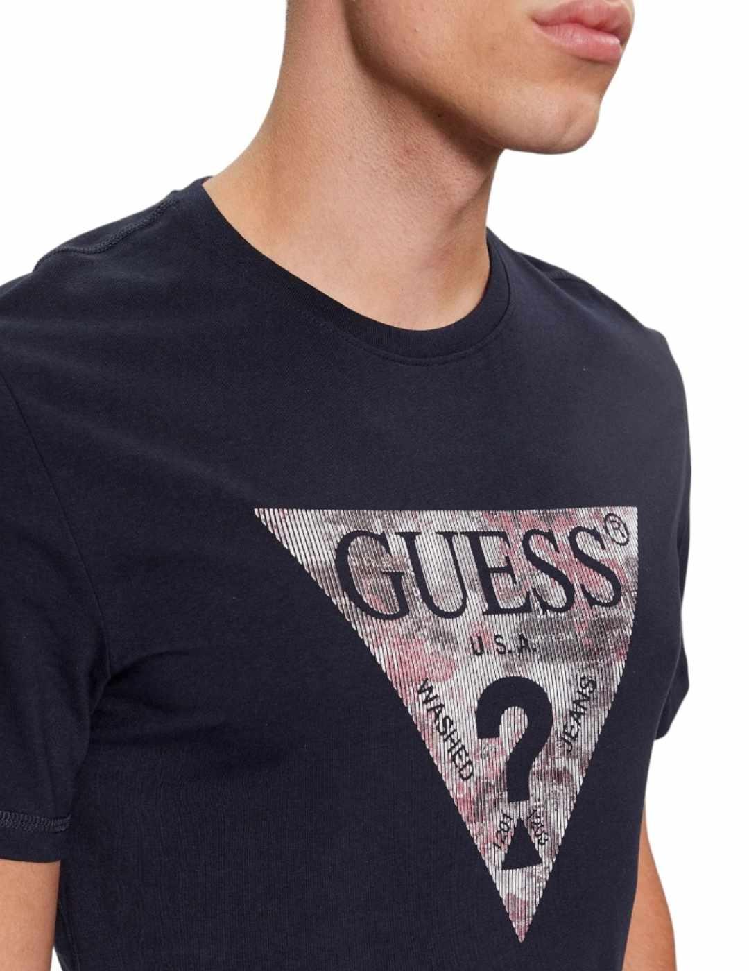 Camiseta Guess Triangle azul marino manga corta para hombre