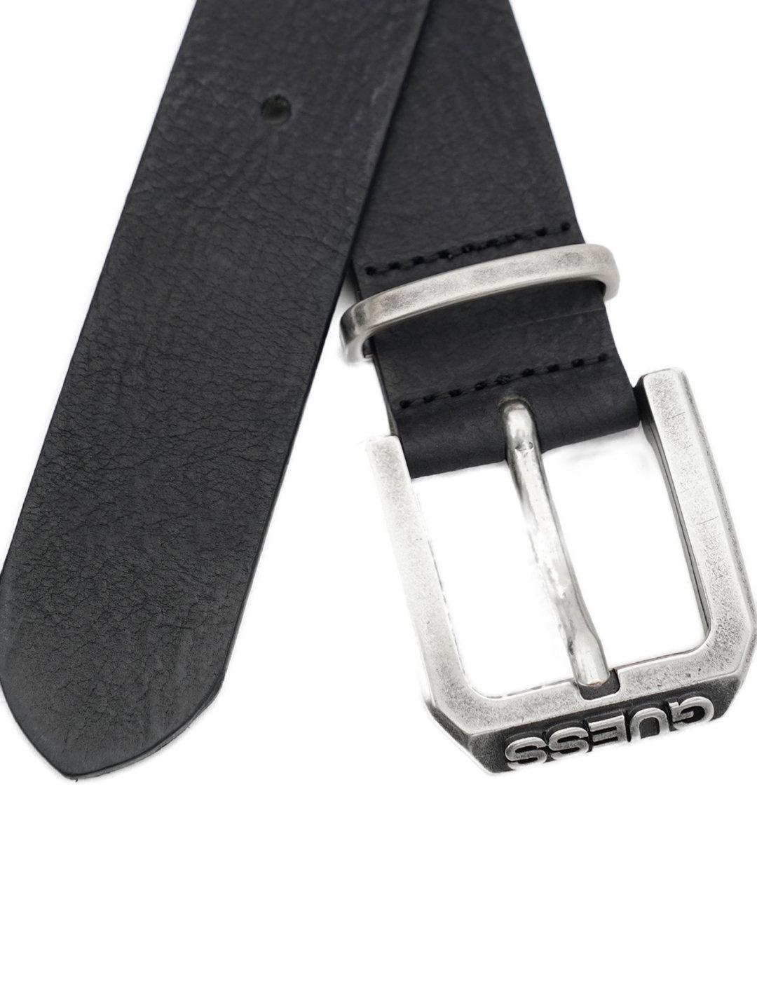 Cinturón Guess negro con hebilla en relieve para hombre