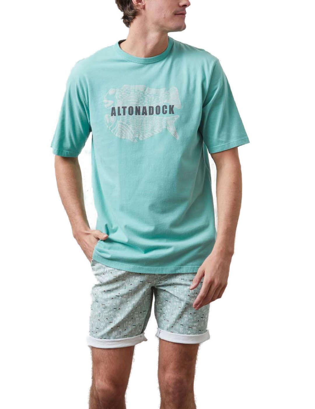 Camiseta Altonadock aguamarina peces manga corta de hombre