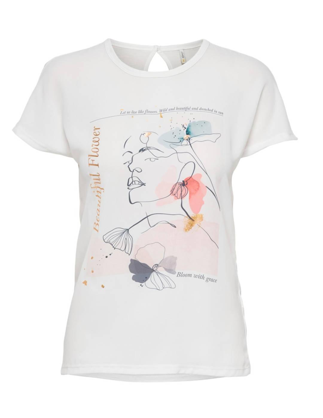 Camiseta Only Flora blanca estampado floral de mujer