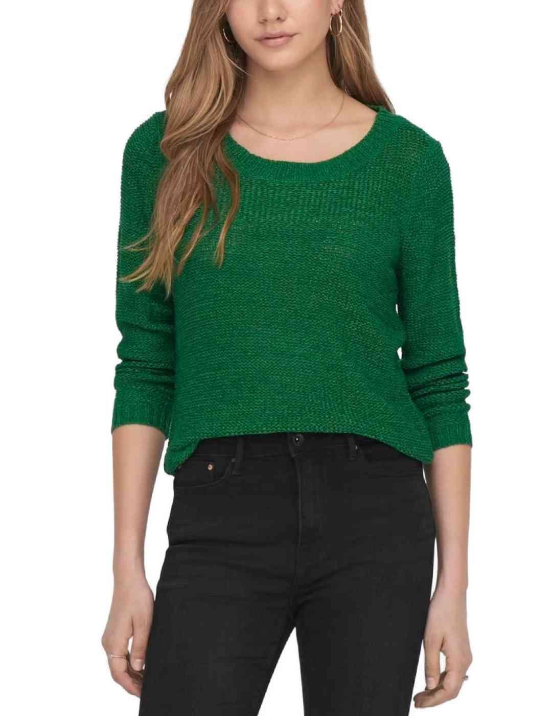 Jersey Only Geena calado verde pino de mujer