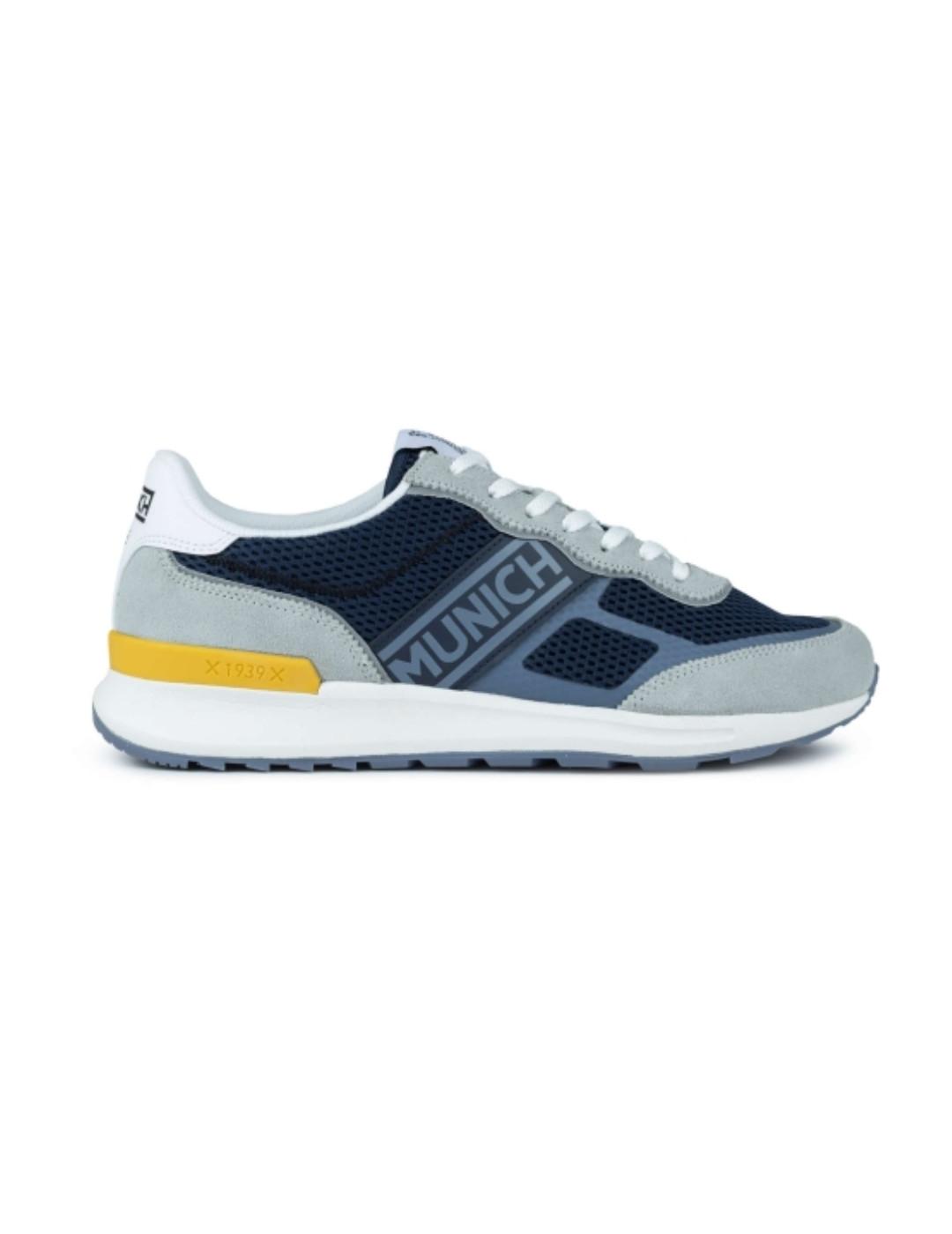 Zapatillas Munich Corsa gris, amarillo y azul para hombre