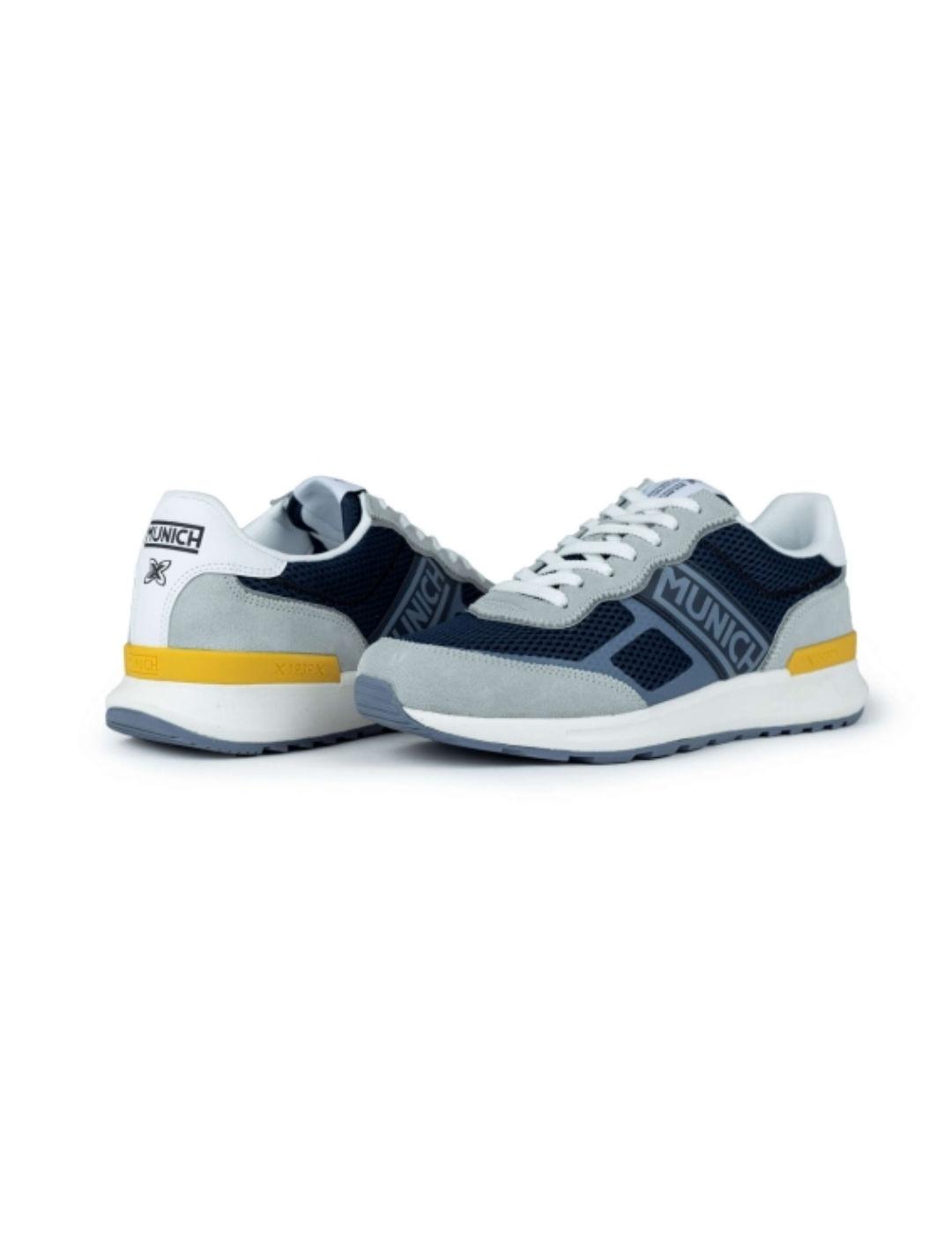 Zapatillas Munich Corsa gris, amarillo y azul para hombre