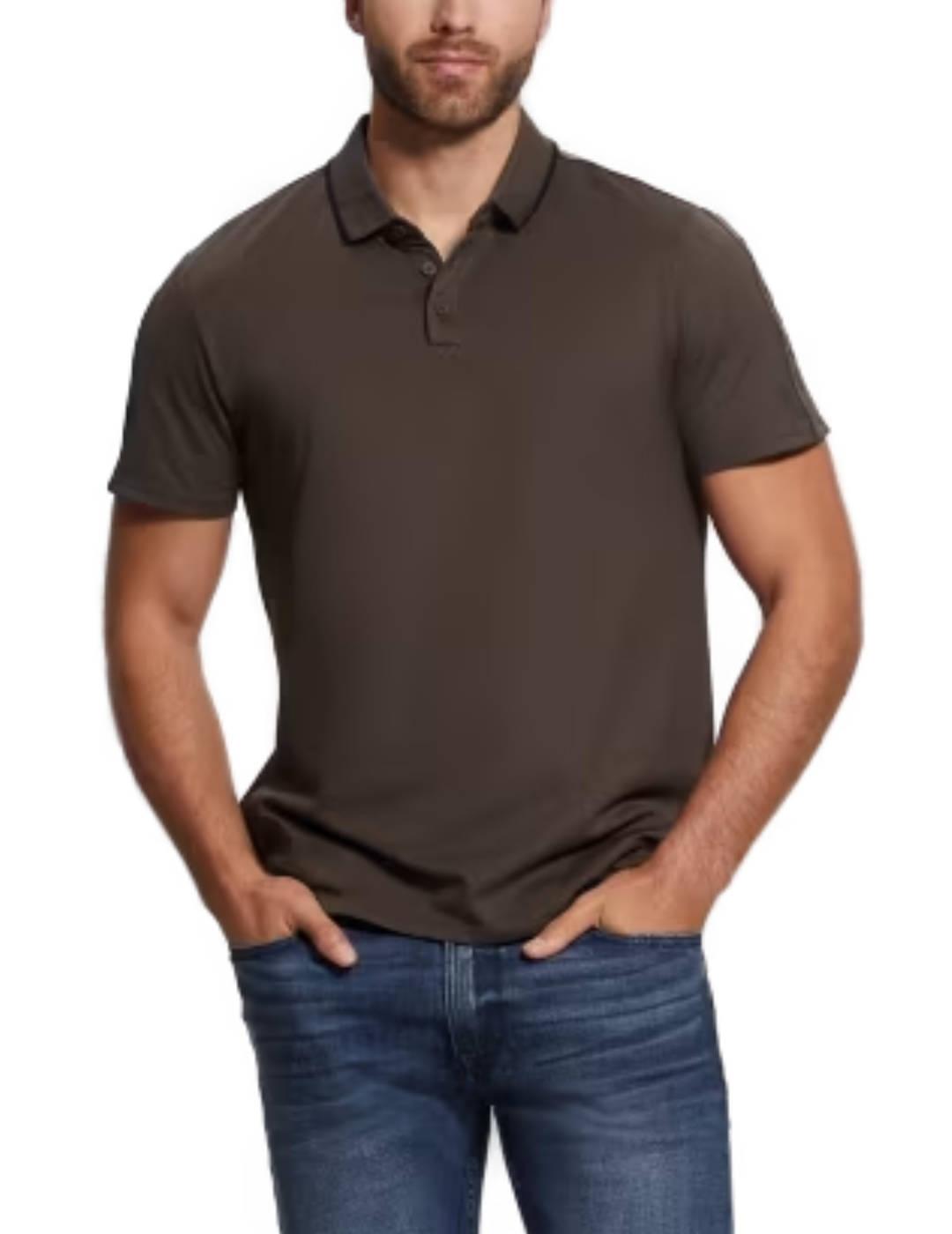 Polo Guess marrón chocolate manga corta para hombre